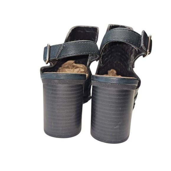 Maurices Shoes Womens Courtney Slingback Navy Black Peep Toe Mule Chunky Heel. S - Picture 8 of 11